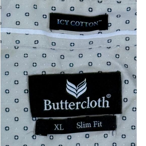 Buttercloth ICY Cotton Slim Fit Button Up Long Sleeve Geometric Dot Shirt Men XL - Picture 8 of 10